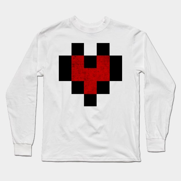 Pixel Heart Distressed Long Sleeve T-Shirt by randomgeekery